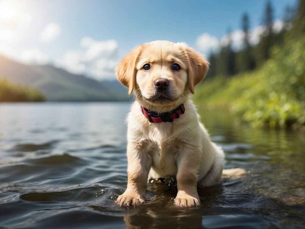 dog in water