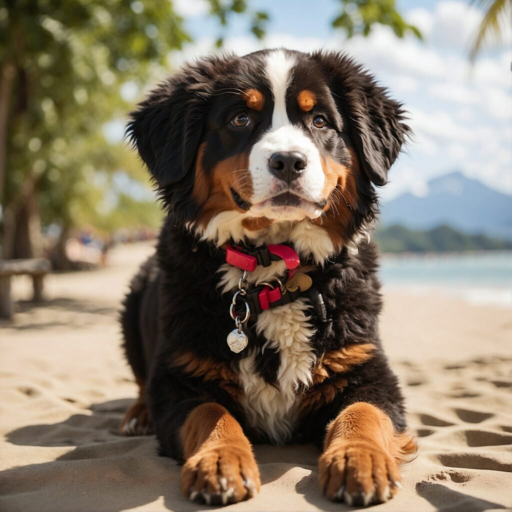Bernese on beach