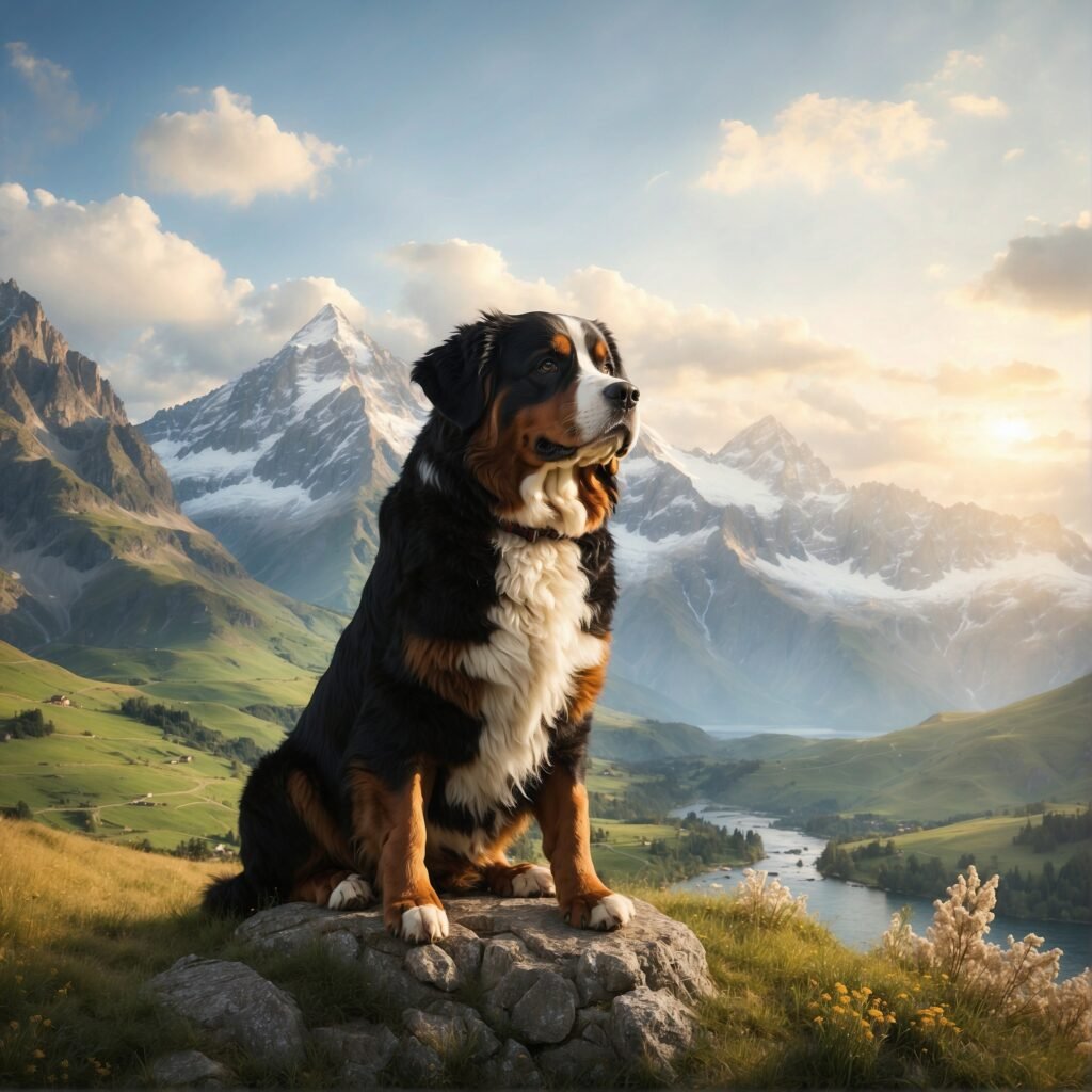 Scenic Bernese Mountain dog